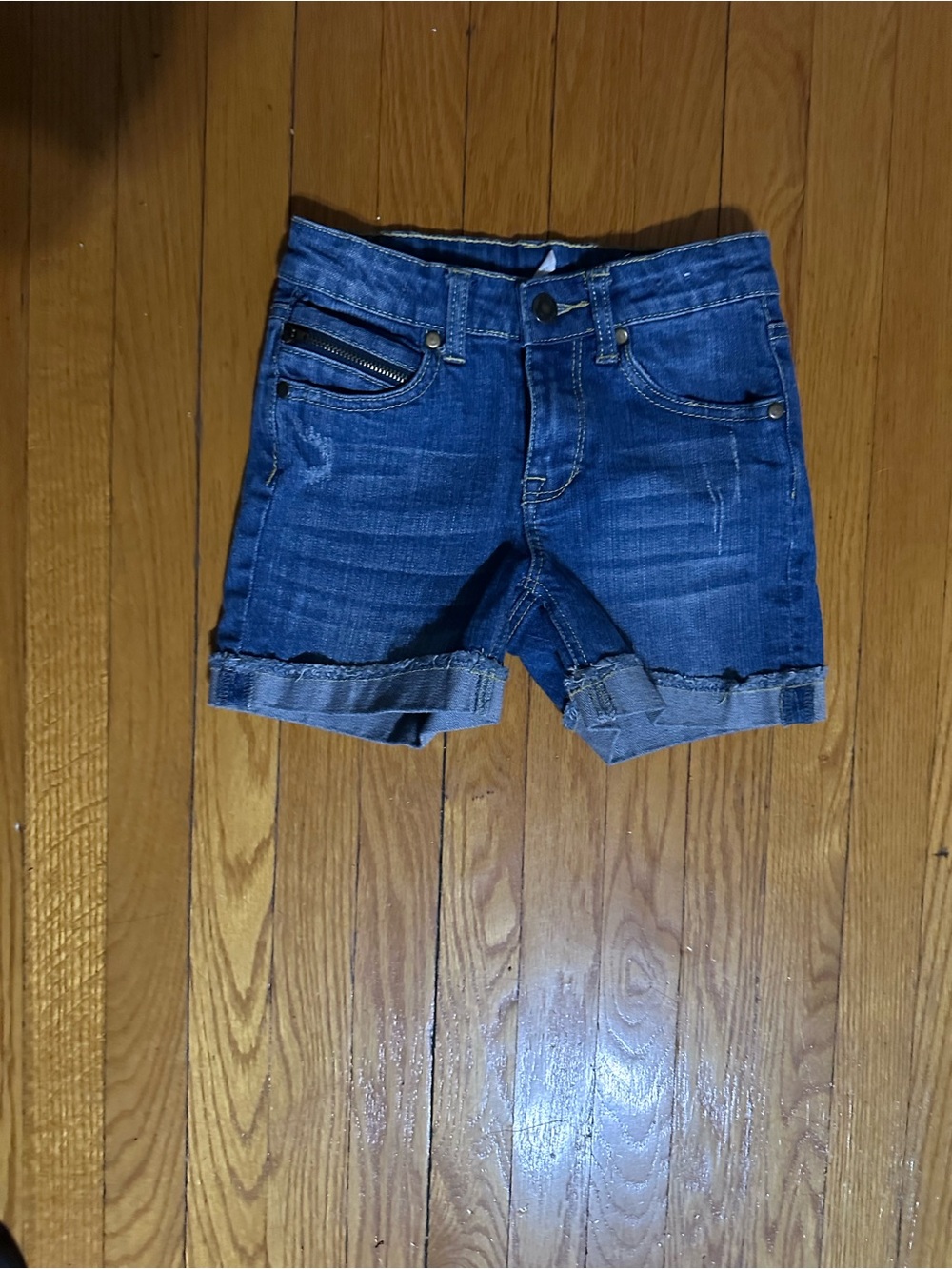 Kids Dark Blue Cuffed Denim Shorts